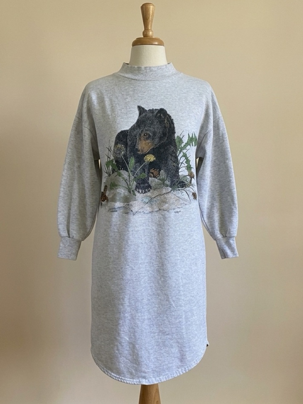 Vintage 90s Sweatshirt Dress Artisans Sunschein Bear Nature Lounge Cabincore S M